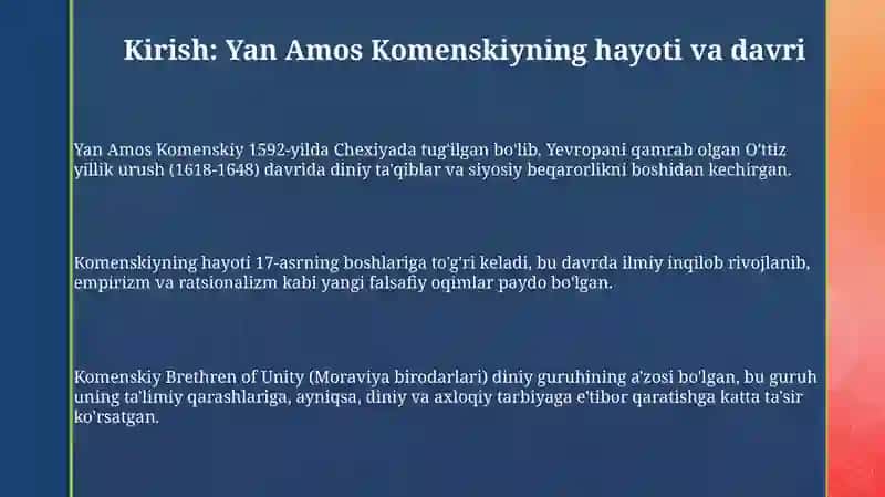 Yan Amos Komenskiyning tadqiqot metodlari 3