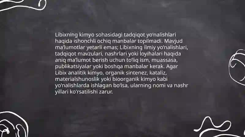 Libixning kimyo sohasidagi ilmiy faoliyati 3