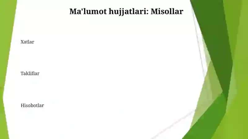 Farmoyish hujjatlar va ularning turlari.malumot axborot hujjatlari 3