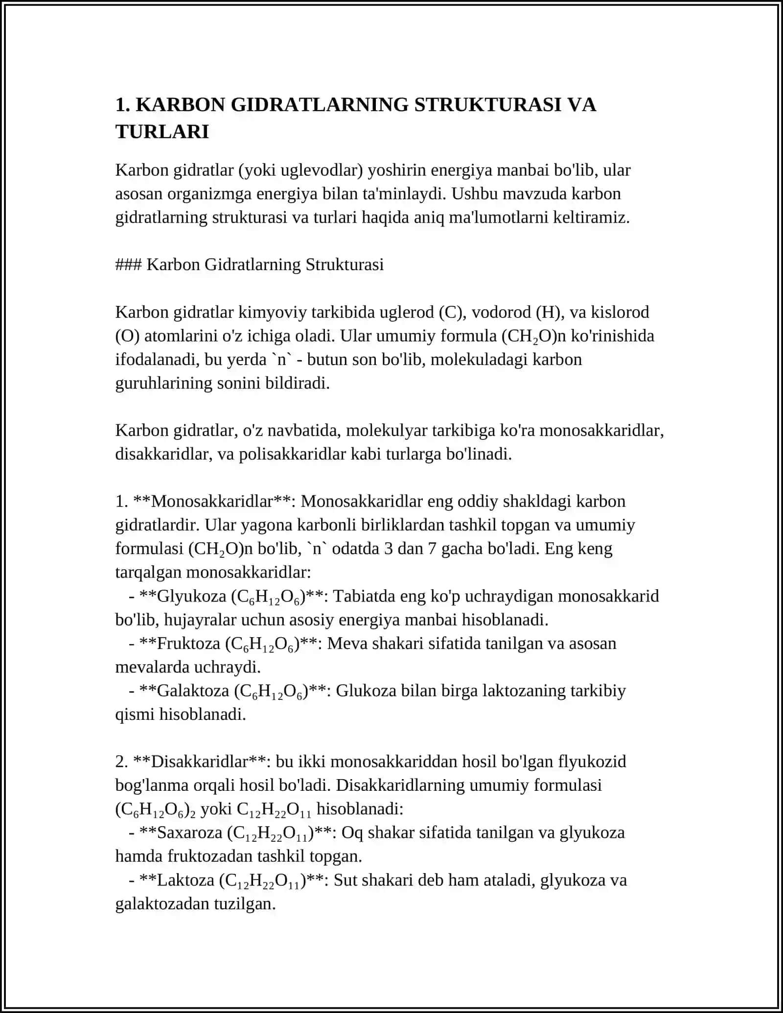 KOTABALIZIMNING UMUMIY YO‘LLARI. UGLEVODLAR ALMASHINUVI 3