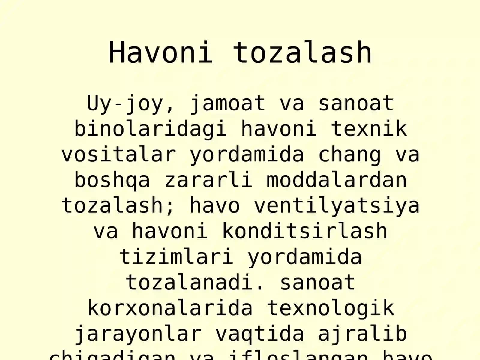 Havoni zaxarli gazlardan, turli xil chang zarralaridan tozalash usullari 3