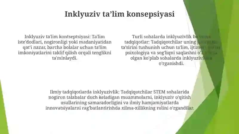 Turli Yo‘Nalishdagi Ilmiy Tadqiqotlarda Inklyuziv Ta’Lim Muammolarini O‘Rganish 3