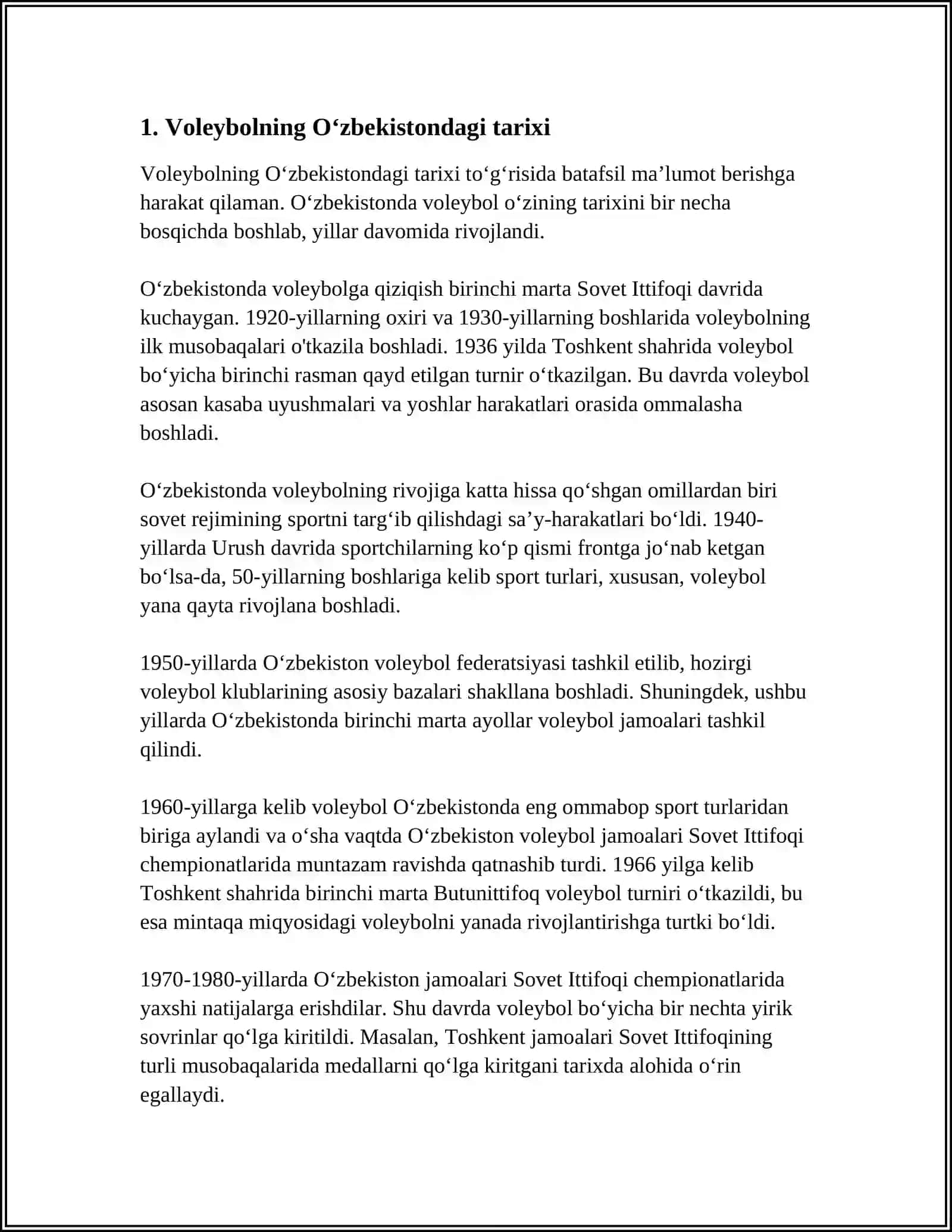 VOLEYBOL OʻZBEKISTONDA RIVOJLANISHI 3