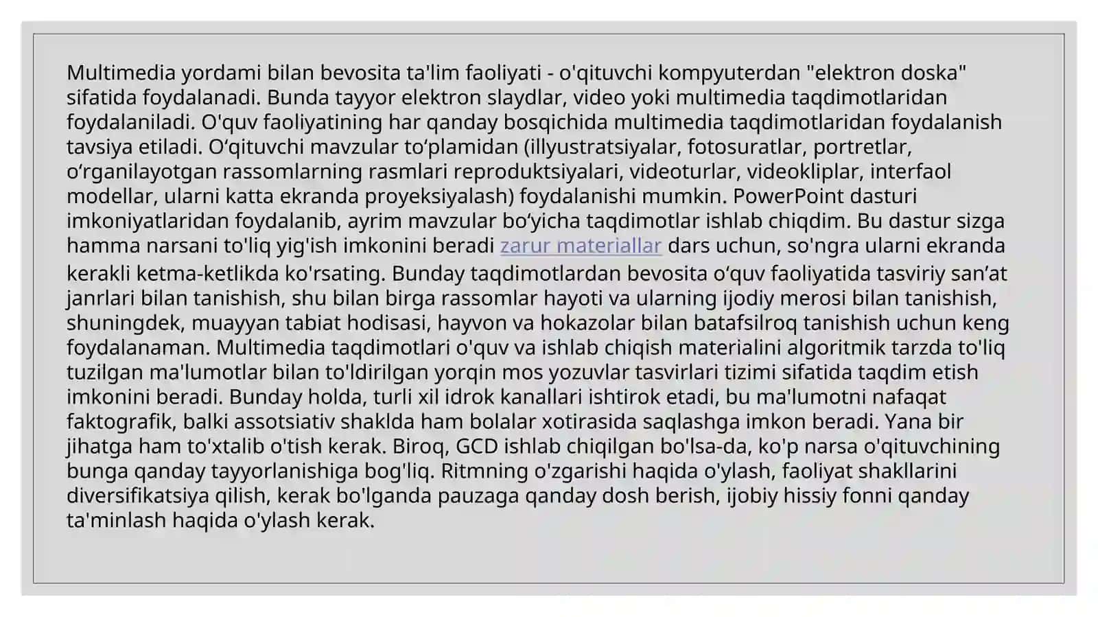BOSHLANG‘ICH TA'LIM YO'NALISHISBT-5.20 GURUH TALABASI MUHAMMADIYEVA NARGIZANING BOSHLANG'ICH TA‘LIM PEDOGOGIKASI INNAVATSIYASI VA INTEGRATSIYASI FANIDAN TAYYORLAGAN TAQDIMOTI 3