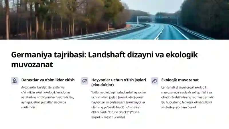 Yevropa davlatlarining avtomobil yo'llarini obodonlashtirish tajribalari 3