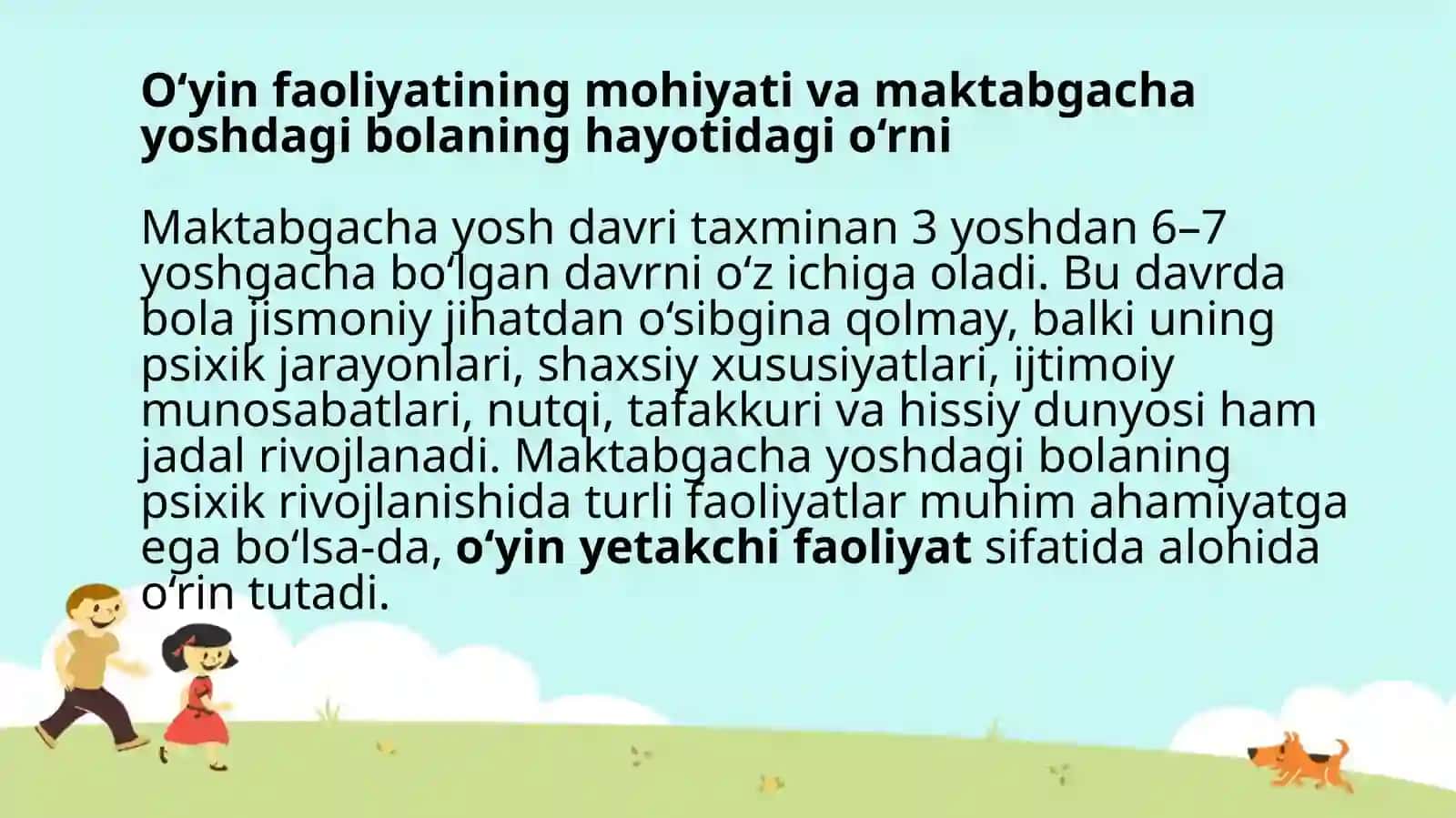 O‘yin maktabgacha yoshdagi bolaning yetakchi faoliyati sifatida 3
