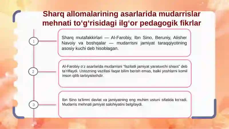 Sharq allomalarining asarlarida mudarrislarning mehnat ito‘g‘risi dair pedagogik fikrlar 3