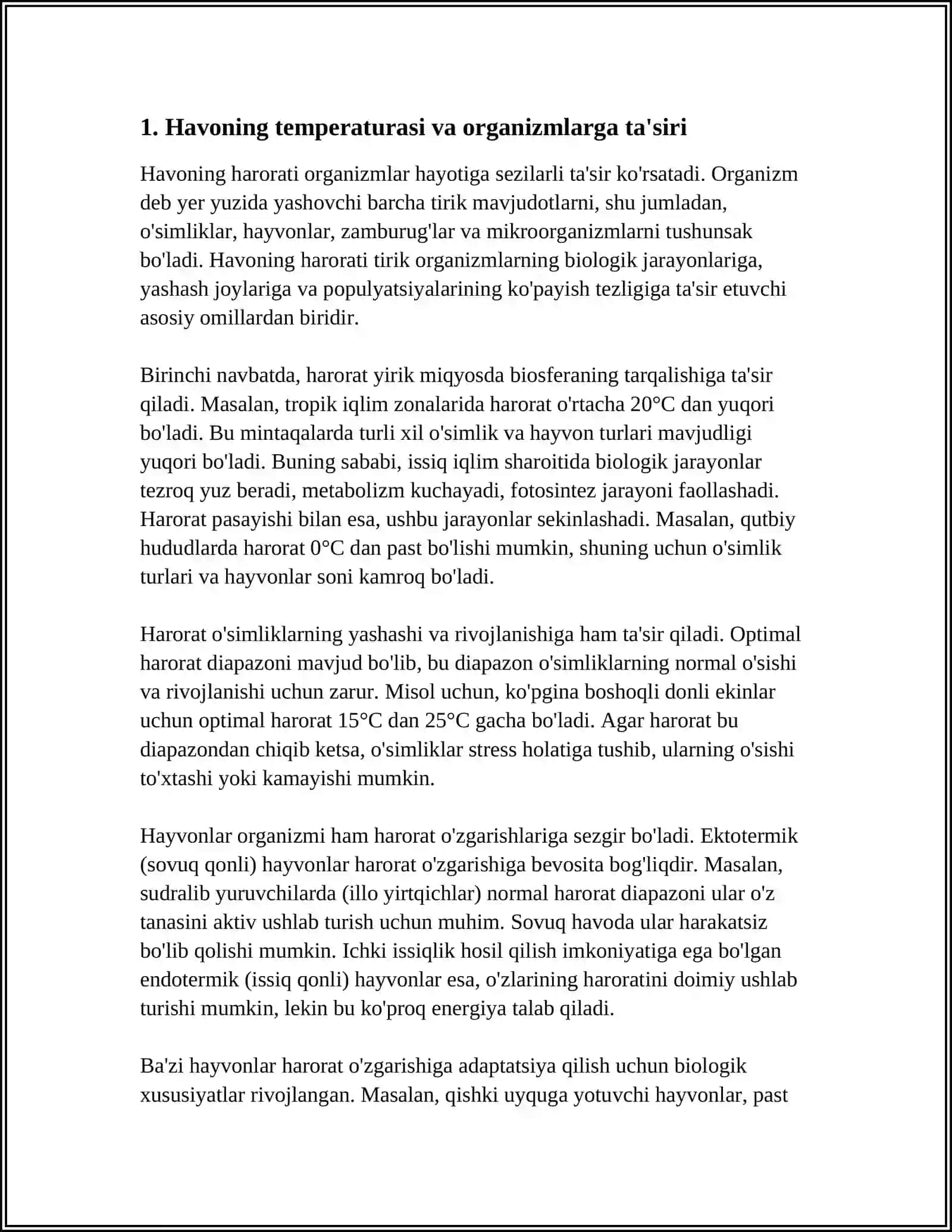 TABIAT MUHITIDAGI ABIOTIK OMILLAR VA ULARNING ORGANIZMLARGA TAʼSIRI 3