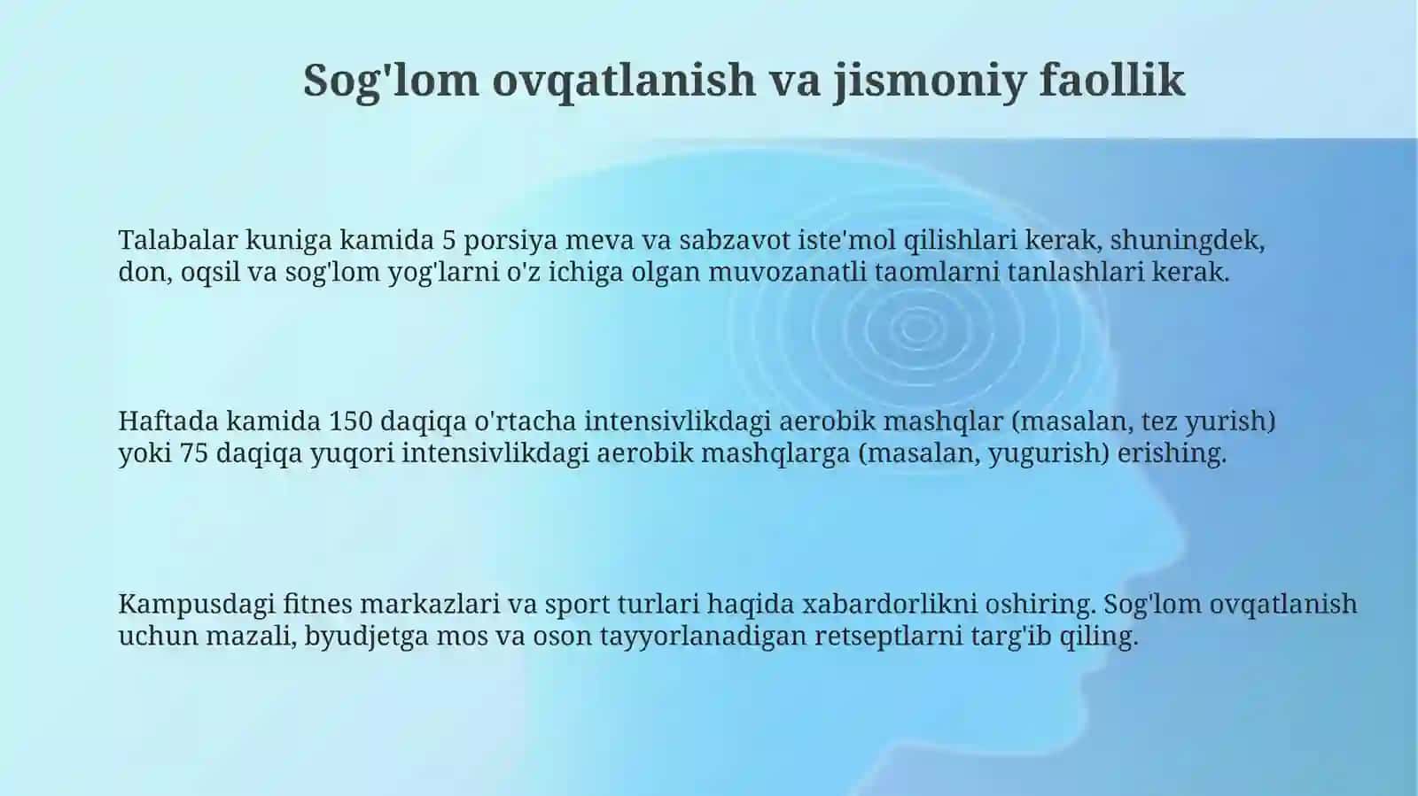 Kollejda Sog'lom Turmush Tarzi 3