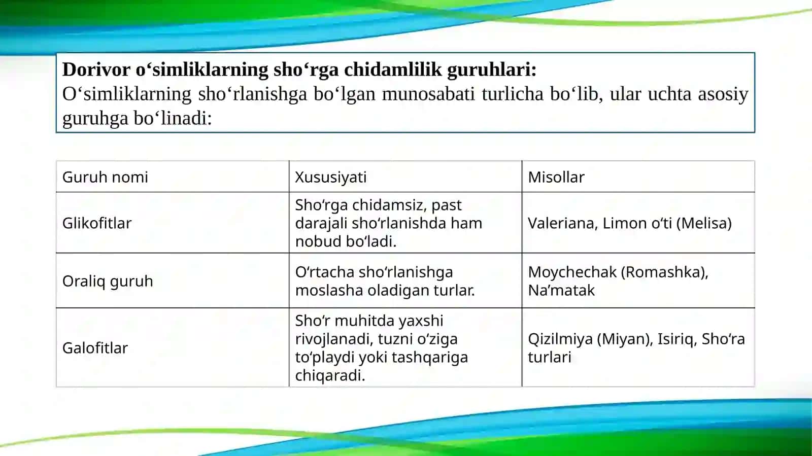 Shoʻr yerlarda dorivor oʻsimliklar yetishtirish texnologiyasi 3