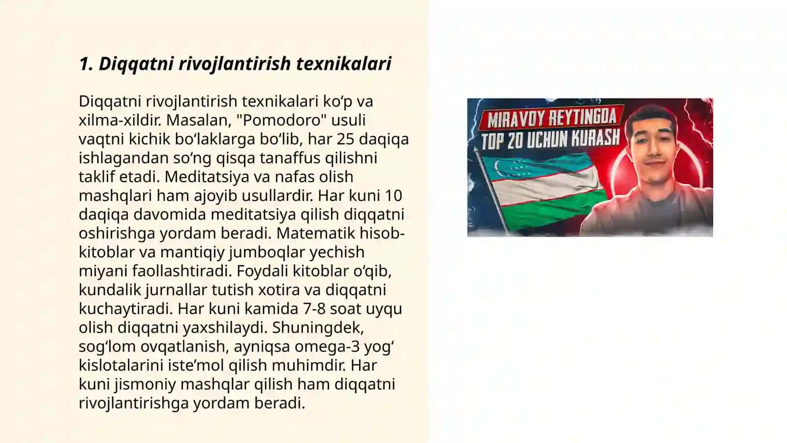 Diqqat va xotirani o’rganish uchun metodikalar 3