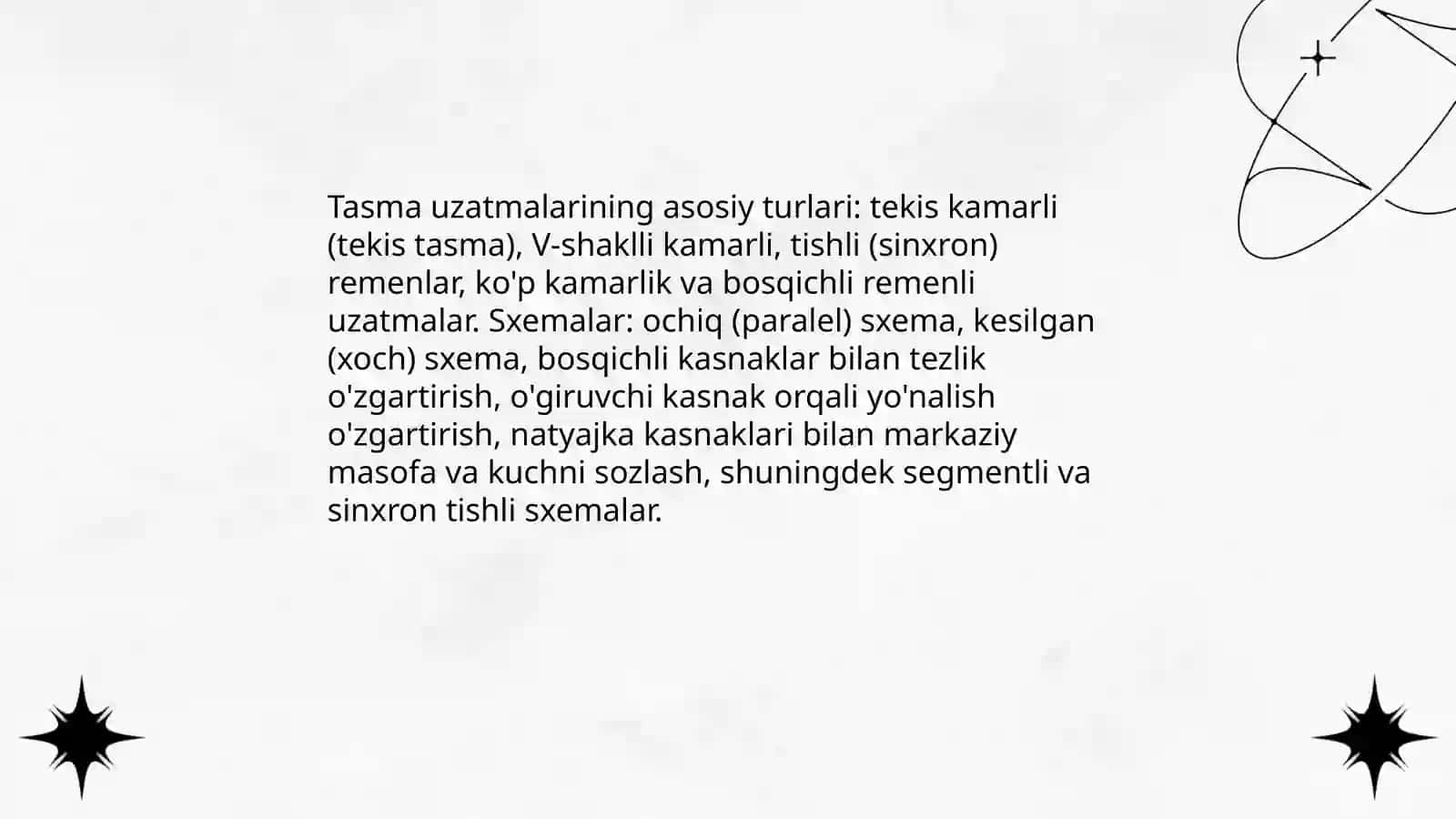 Egiluvchan bòĝinli (tasmali,arqonli,zanjirli) mexanizmlar turlari,sxemalari 3