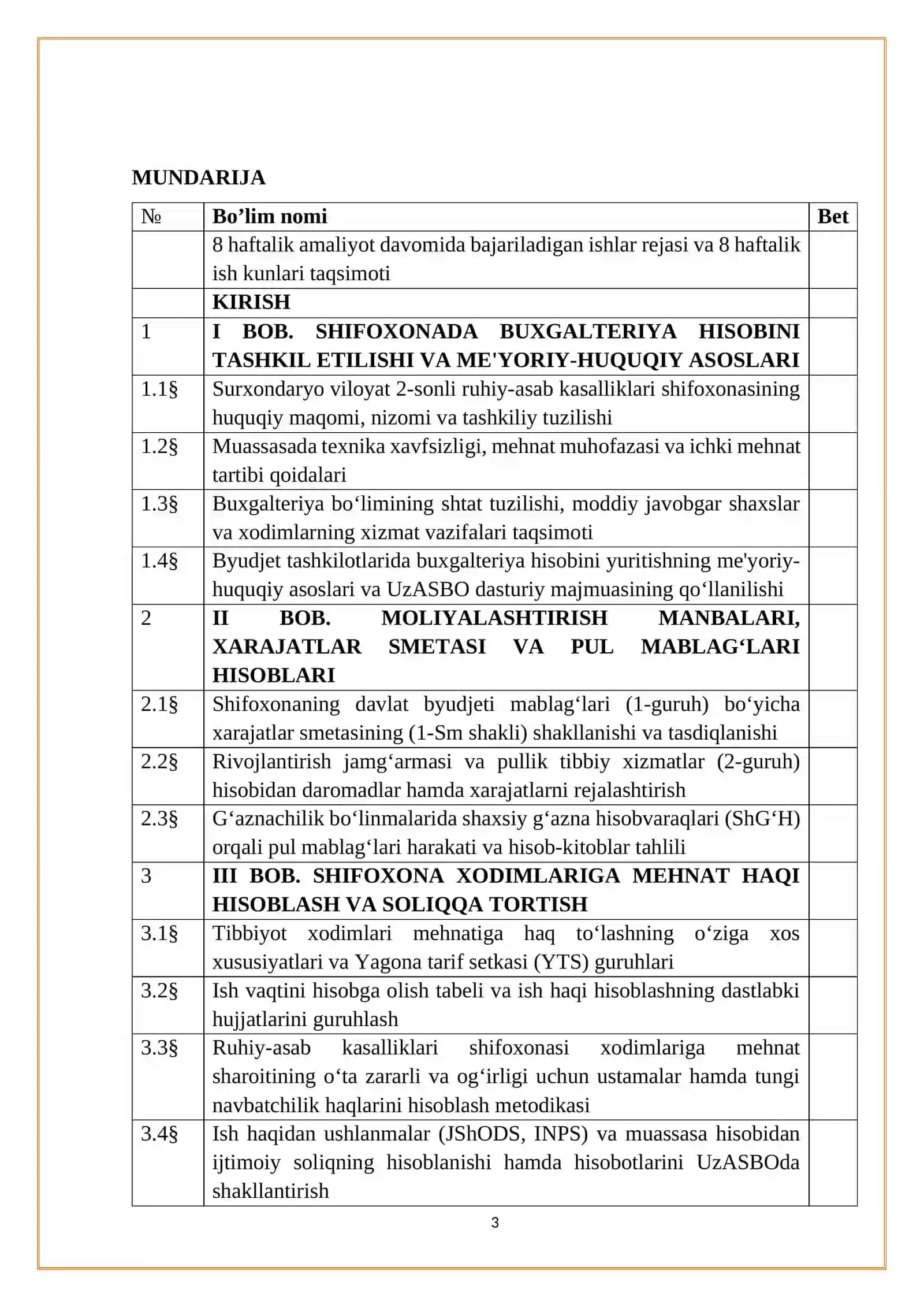 Surxondaryo viloyat 2-sonli ruhiy-asab kasalliklari shifoxonasining huquqiy maqomi, nizomi va tashkiliy tuzilishi 3