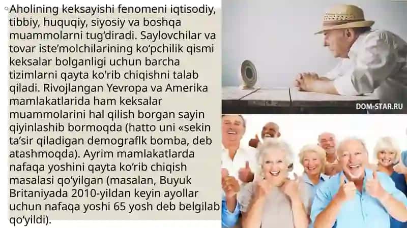 Qarilikning biologik jabhalari 3