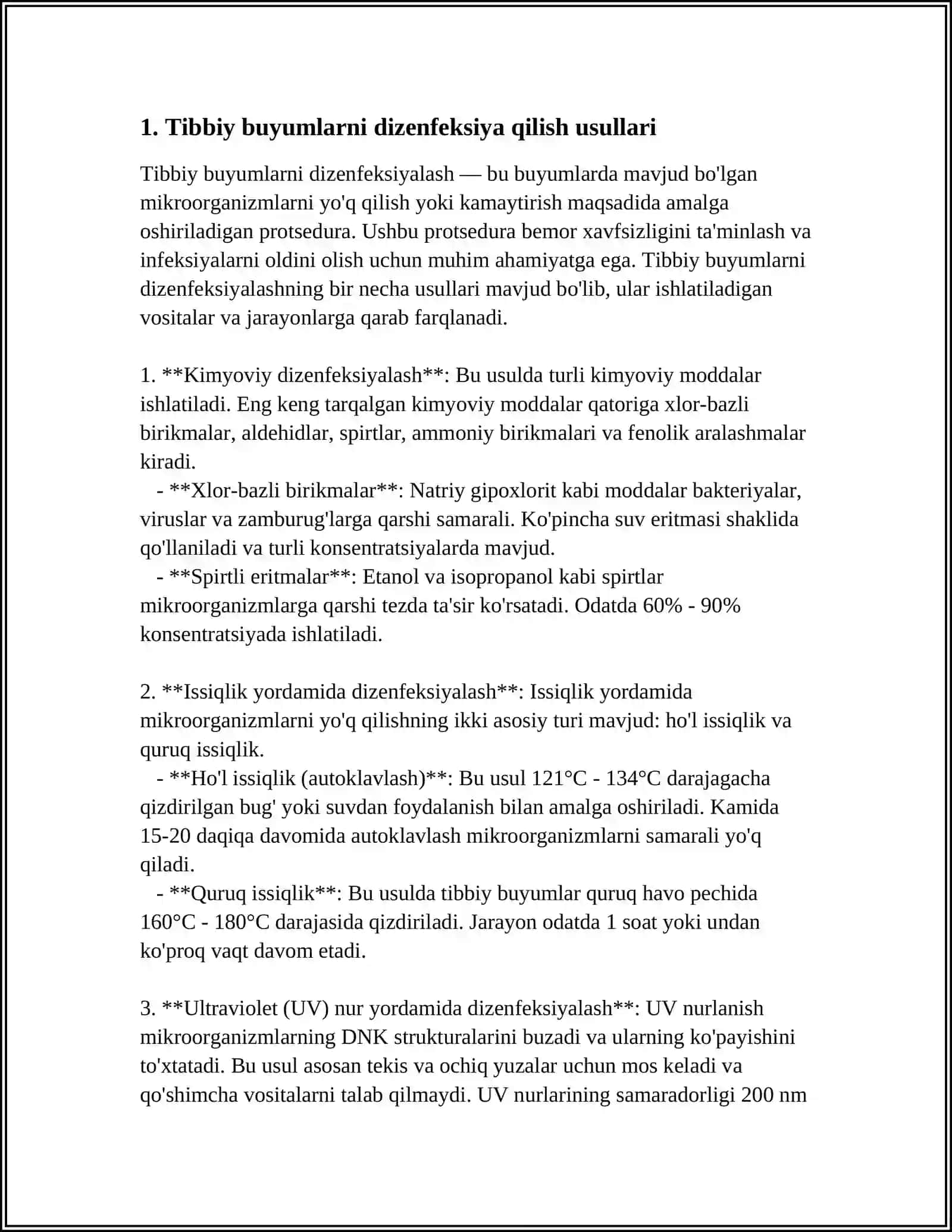 Tibbiy Buyumlar va Uskunlarni Dizenfeksiya va Stirilizatsiya Qilish Usullari 3