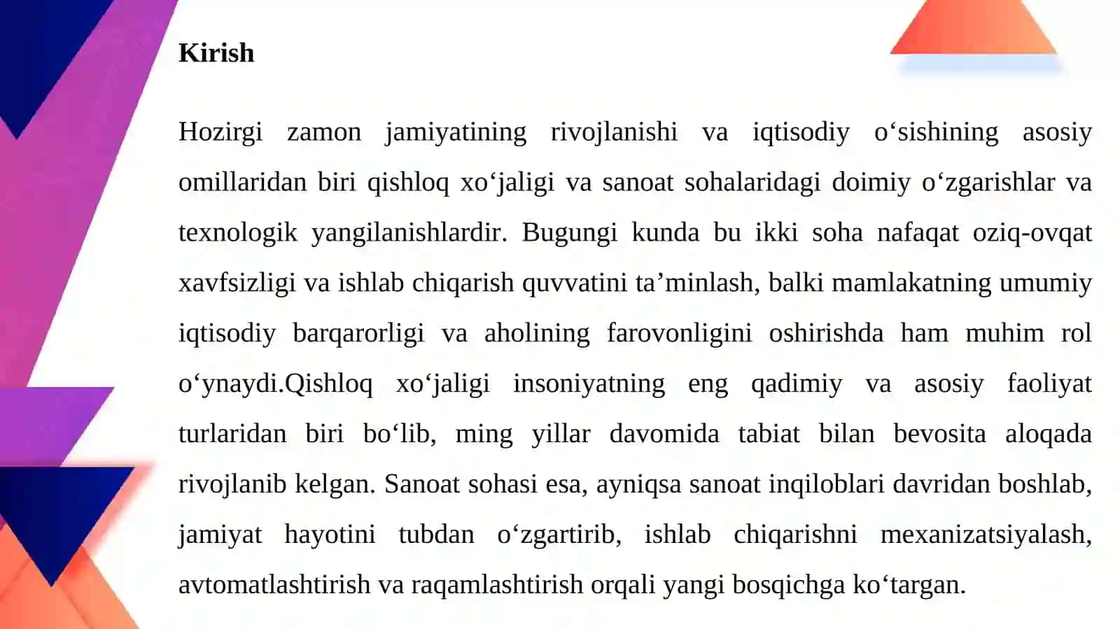 Qishloq xo‘jaligi va sanoat sohasidagi o‘zgarishlar 3