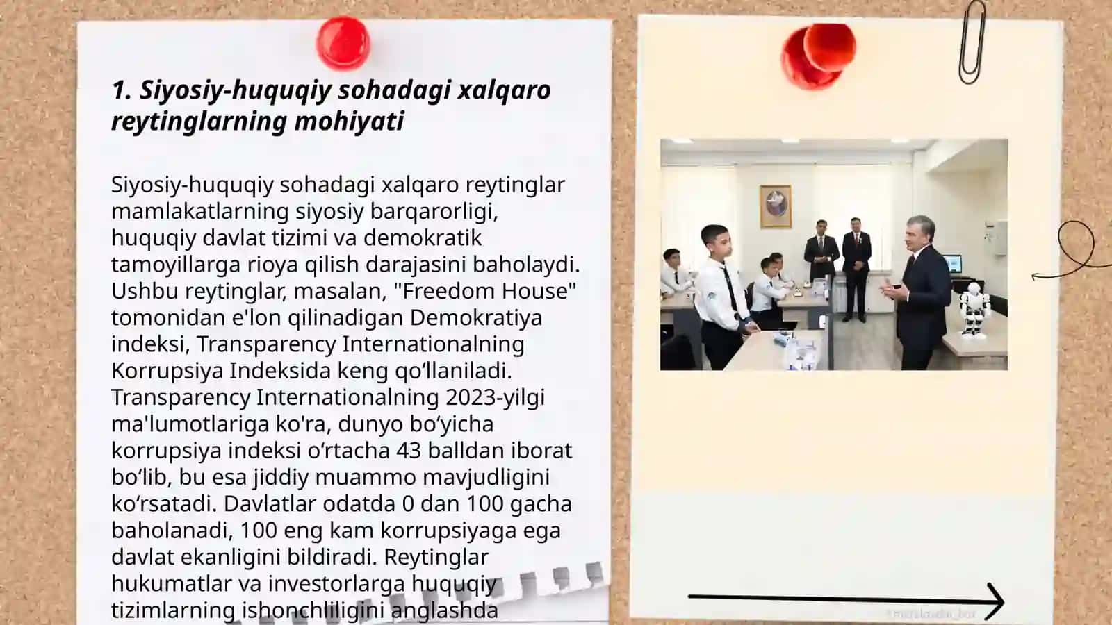 Siyosiy-huquqiy sohadagi ustuvor halqaro reytinglar va ularga O'zbekistoning integratsiyalashuvi 3