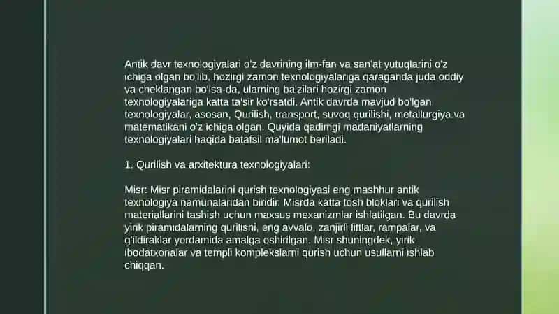 Antik davr texnologiyalari 3