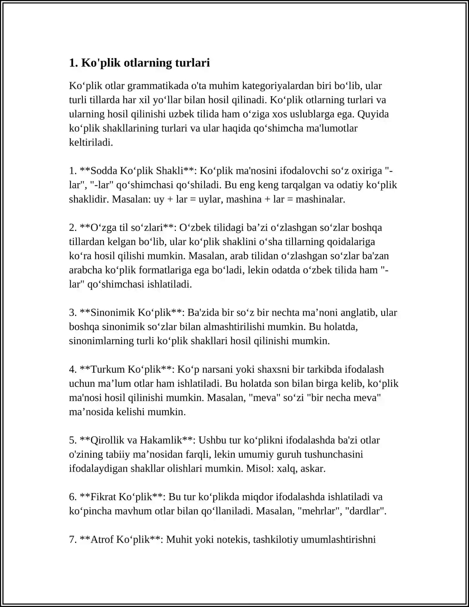MUSTAQIL ISH Mavzu: KO'PLIKKA OID MASHQLAR 3