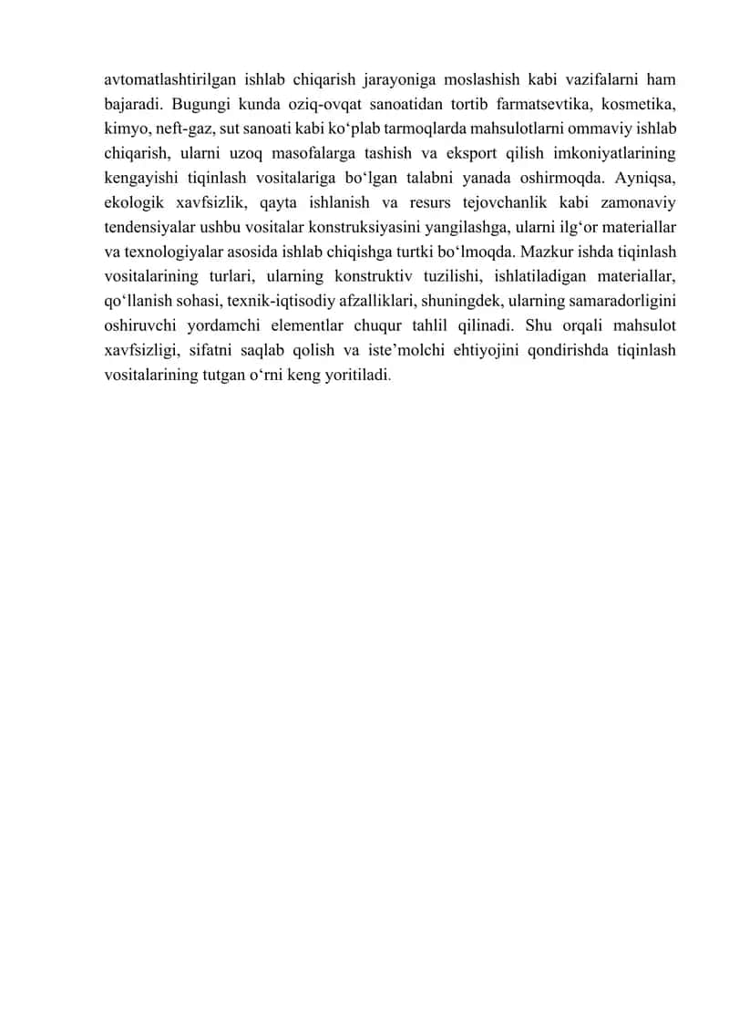 Tiqinlash vositalari va ularning yordamchi elementlari 3