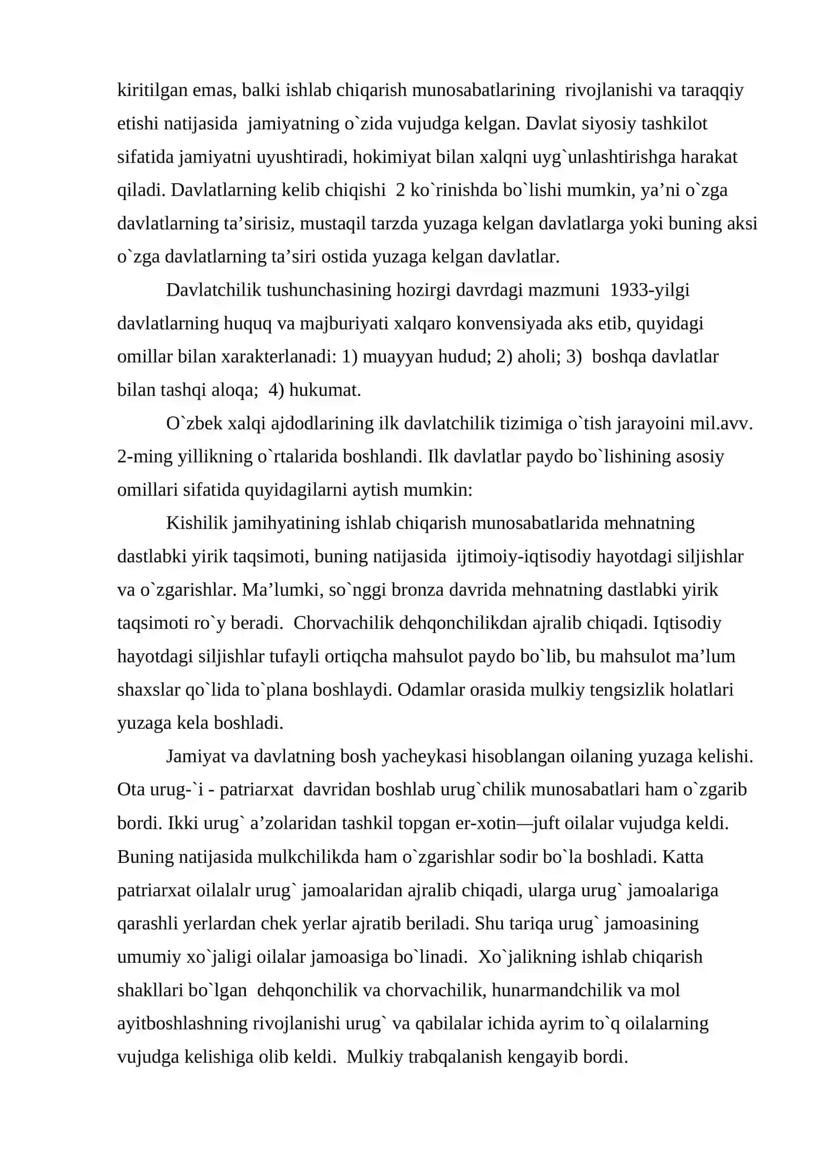 Ilk davlatlar paydo bo`lishining asosiy omillari 3