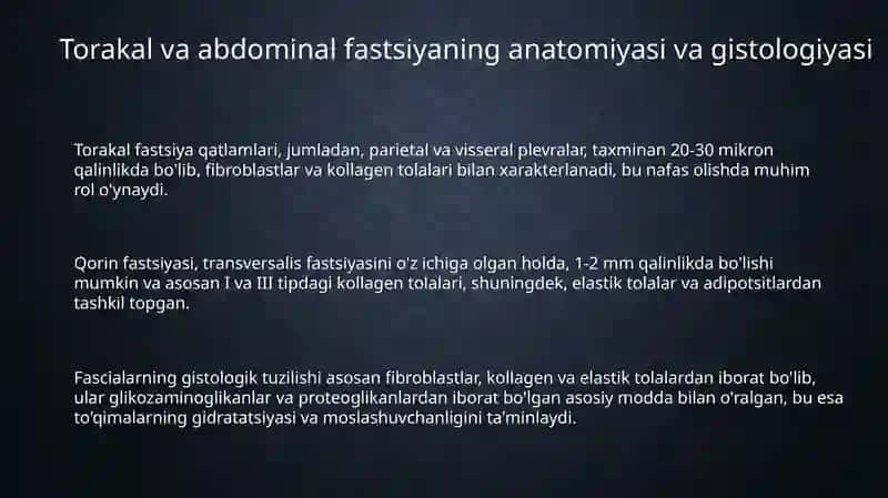 Torakal va abdominal fastsiyaning anatomiyasi va funksiyalari 3