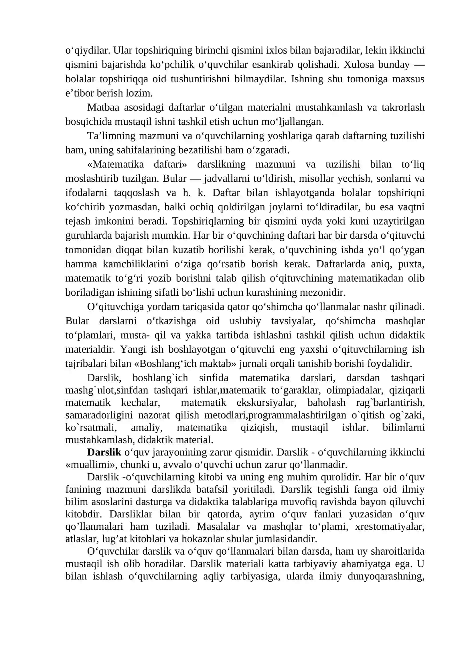 “O‘quv-tarbiya jarayonida o‘quv-metodik majmualar, jumladan, darslik, mashq daftari, o‘qituvchi kitobi va multimedia resurslarini samarali qo‘llash”. Boshlang‘ich sinfda matematika o‘qitishni tashkil qilish shakllari 3