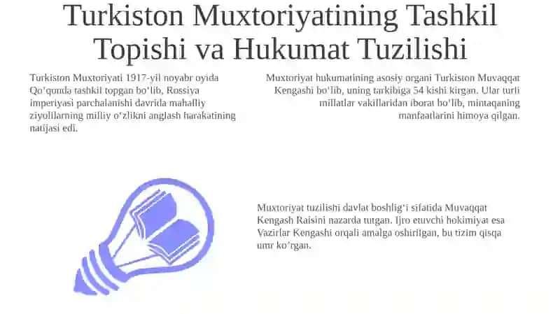 Turkiston Muxtoriyatining Tashkil Topishi va Hukumat Tuzilishi 3