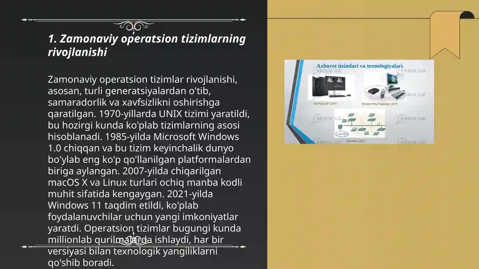 Zamonaviy operatsion tizimlar va ularning vazifalari 3