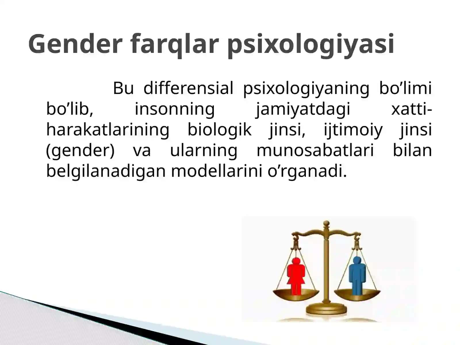 Gender farqlar psixologiyasi. Jinsiy xulq-atvor. 3