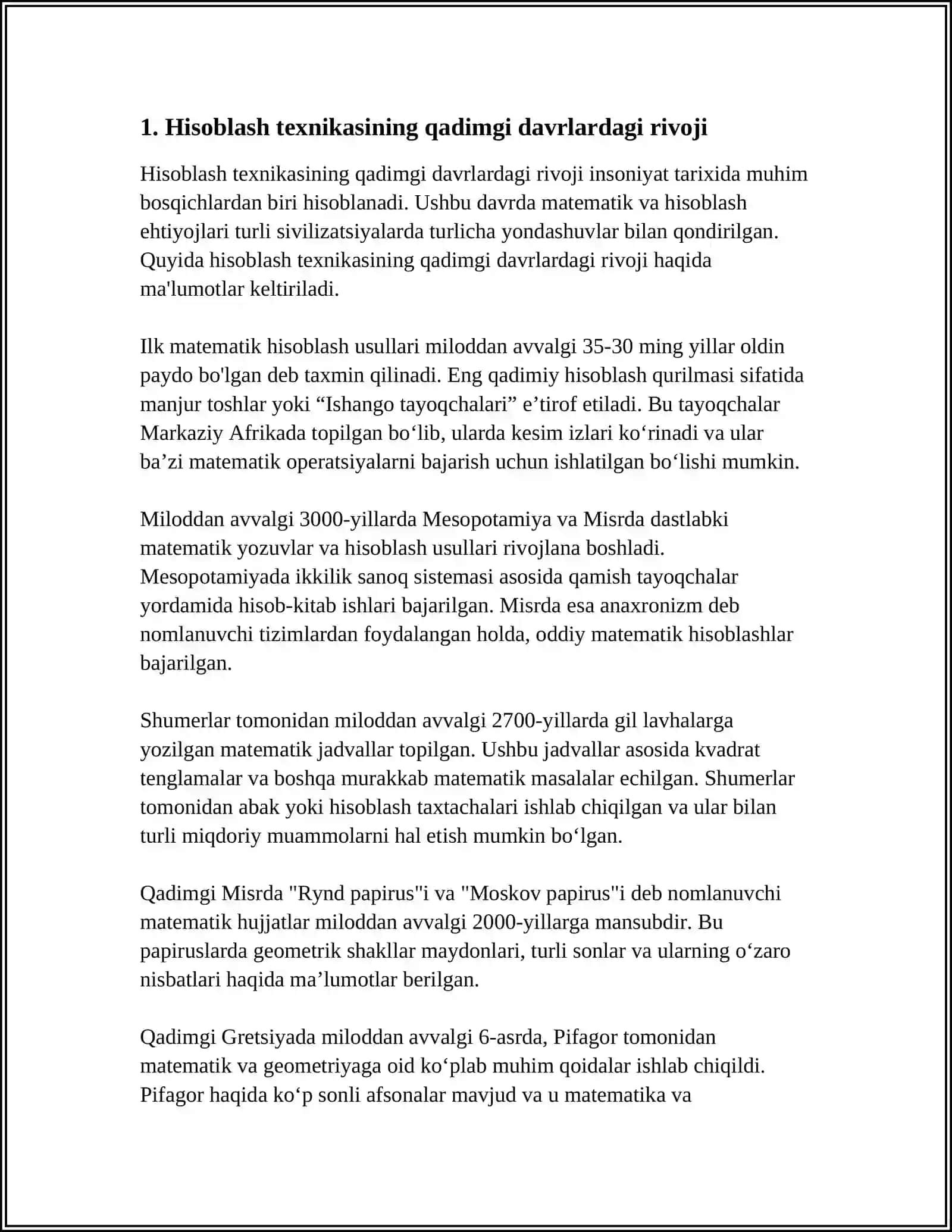 HISOBLASH TEXNIKASI RIVOJLANISH TARIXI VA AVLODLARI 3