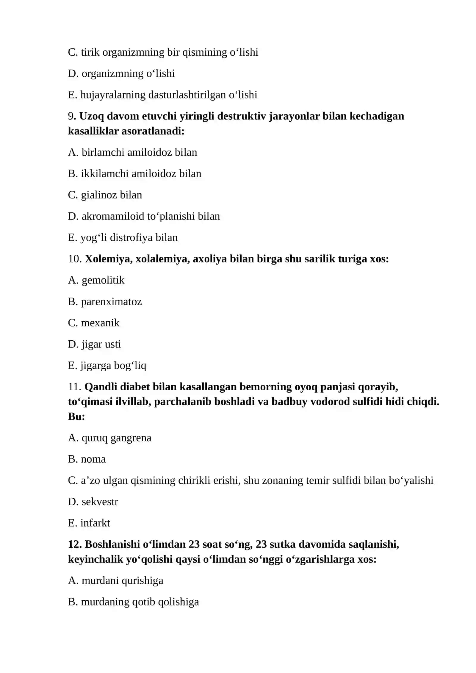 PATOLOGIK ANATOMIYA Test Savollari 3
