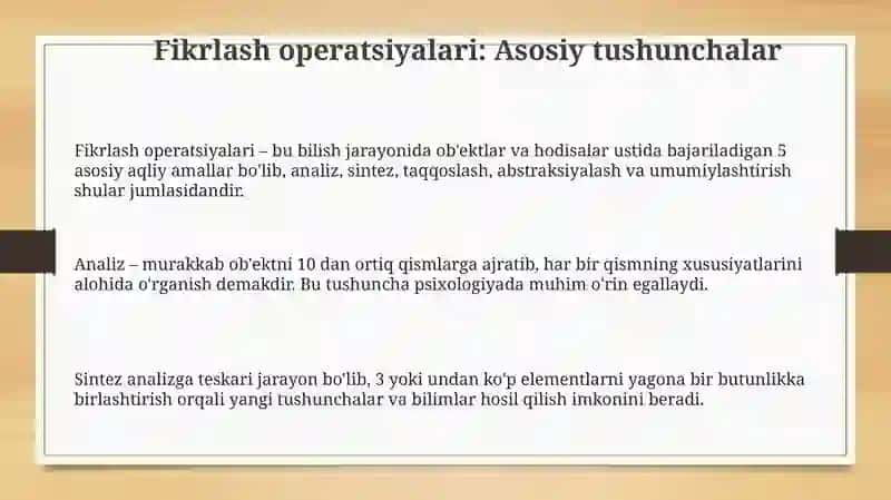 Tafakkur operatsiyalari tafakkur shakllari turlari 3