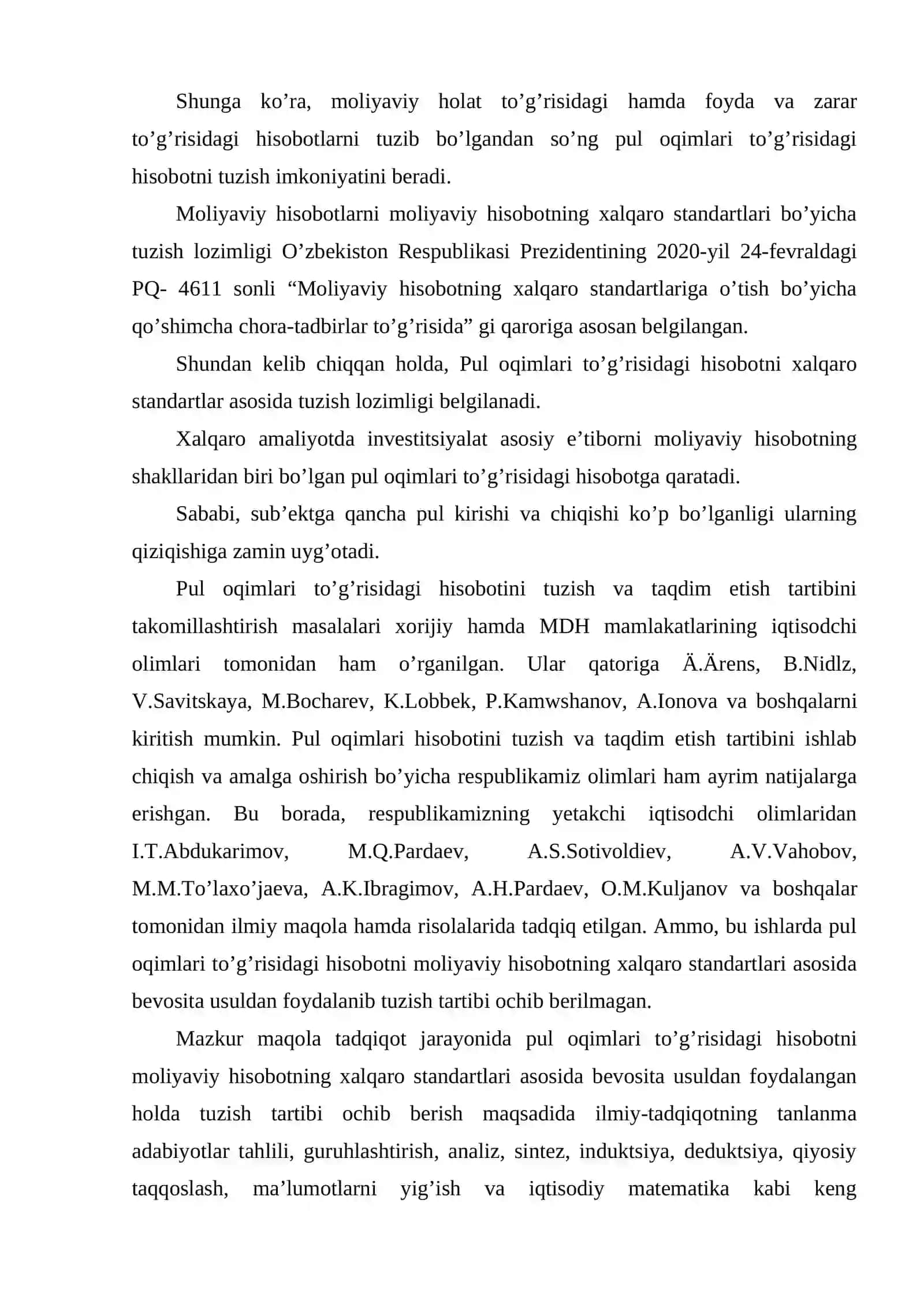 PUL OQIMLARI TO’G’RISIDAGI HISOBOTNI XALQARO STANDARTLAR ASOSIDA TUZISH TARTIBI 3