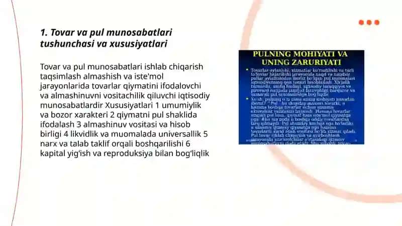 Tavar va pul munosabatlari va uning evolyusiyasi 3