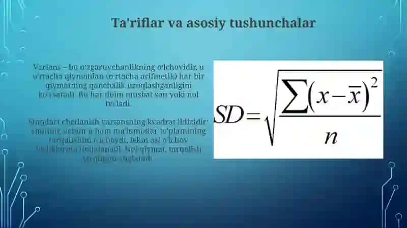 Dispersiya va o'rtacha kvadratik tafovut xossalari 3