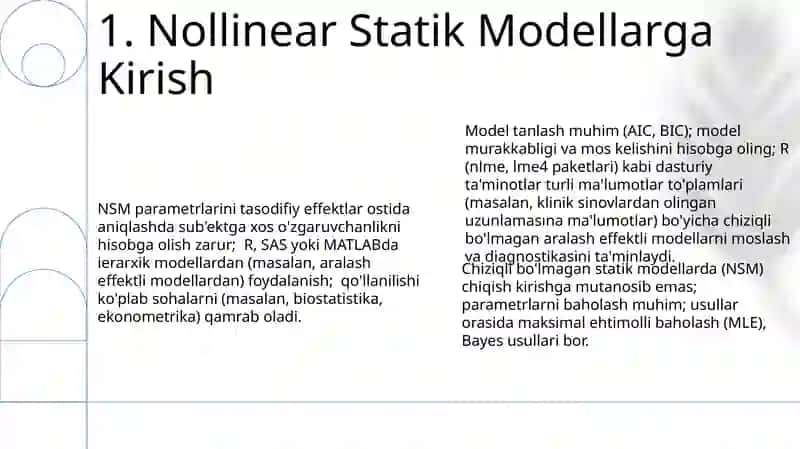 Tasodifiy ta’sir ostidagi parametrlarga nisbatanchiziqli statik modelni identifikatsiyalash 3