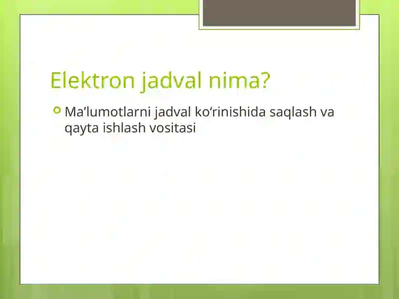 Elektron jadvalni loyihalash 3