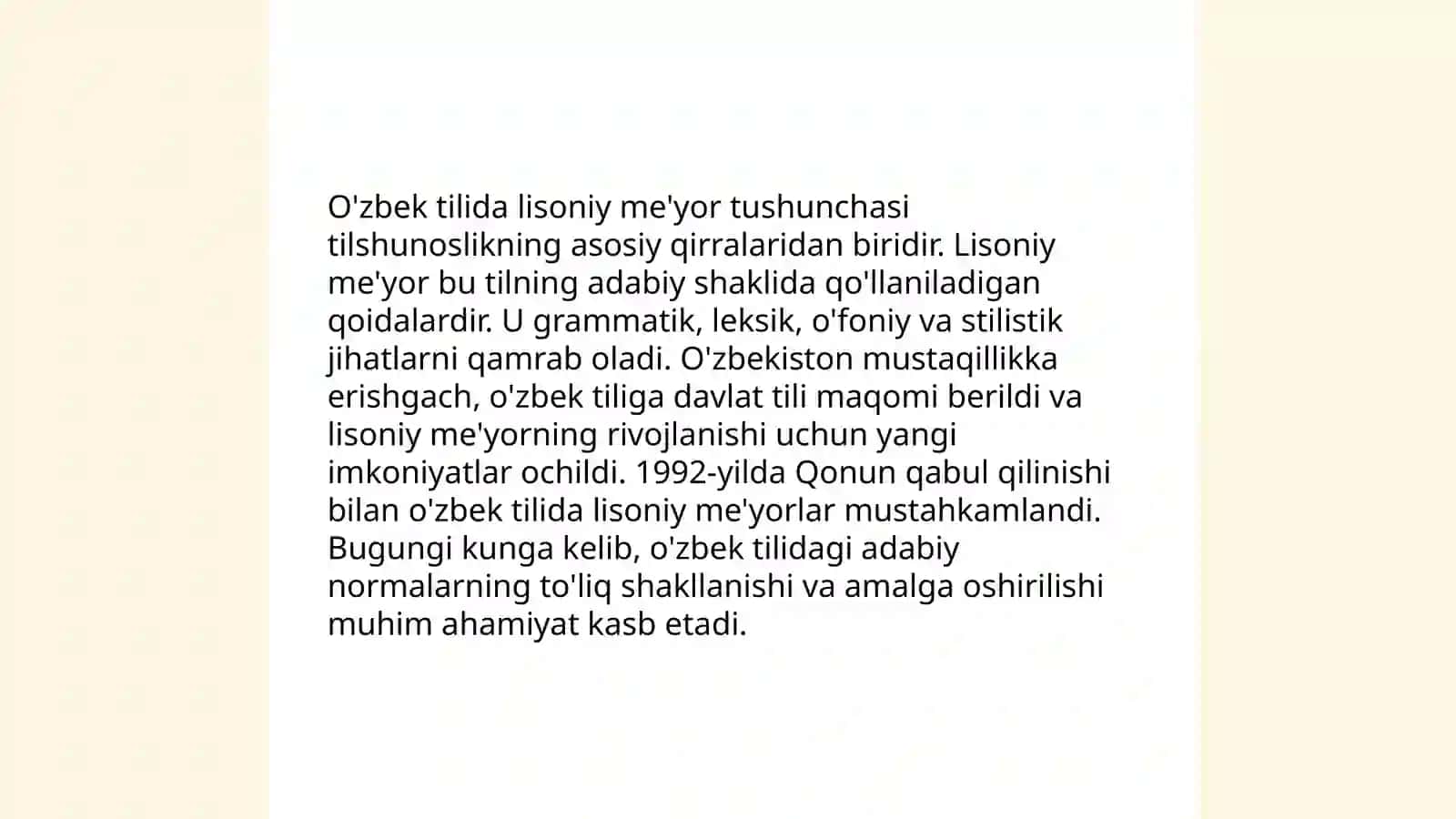 Hozirgi o'zbek tilida lison, nutq, me'yor munosabati 3