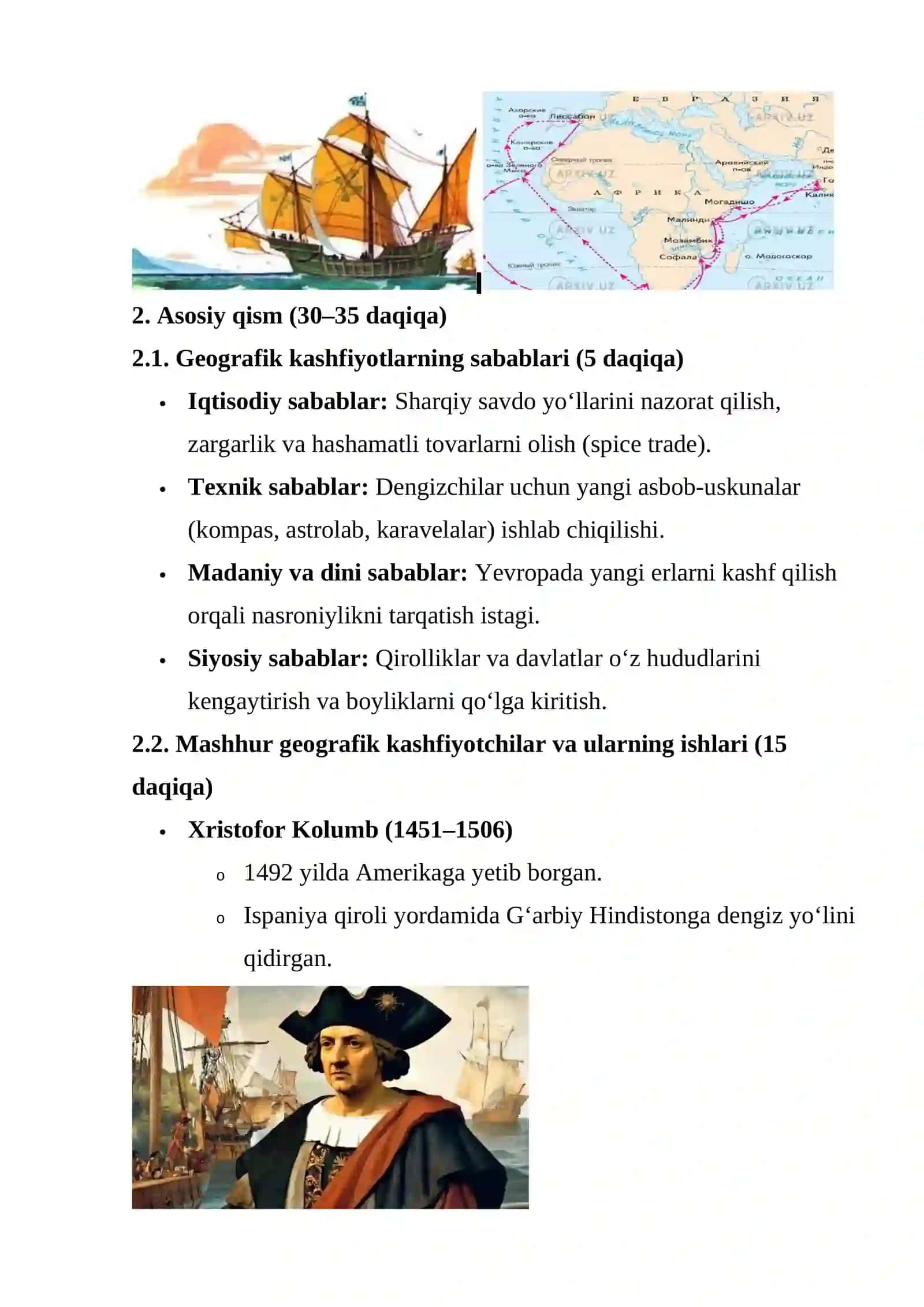 Buyuk geografik kashfiyotlar va ularning hozirgi zamon geografiyasiga ta’siri 3