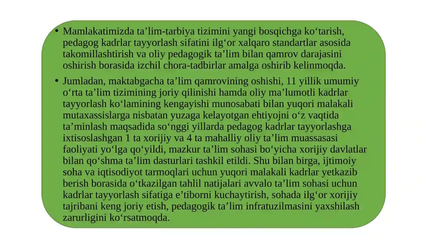 Pеdagog kadrlar tayyorlovchi oliy ta’lim muassasalarini tizimli rivojlantirish 3