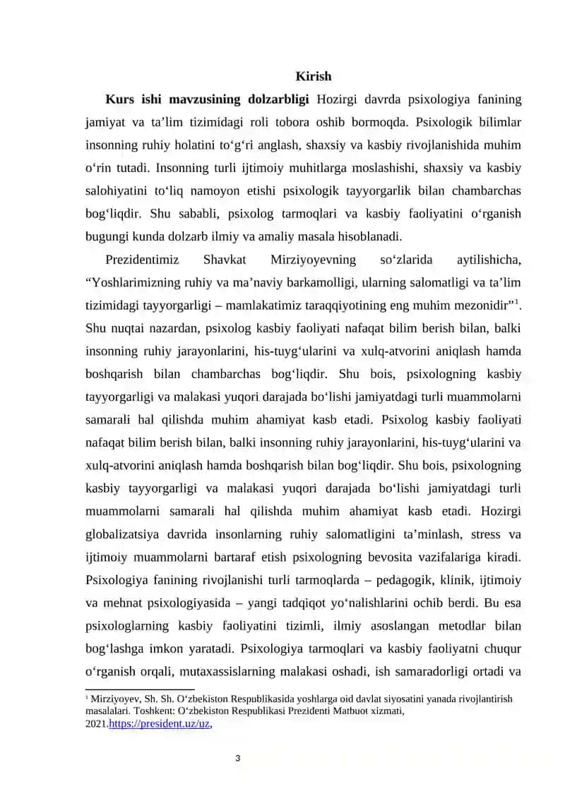 Psixologiya tarmoqlari va psixolog kasbiy faoliyati 3