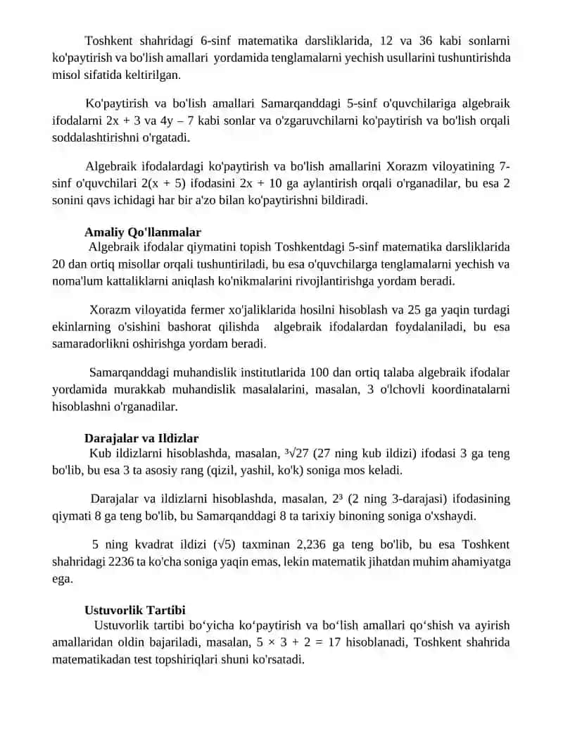 Algebraik ifodalarning qiymati topish 3