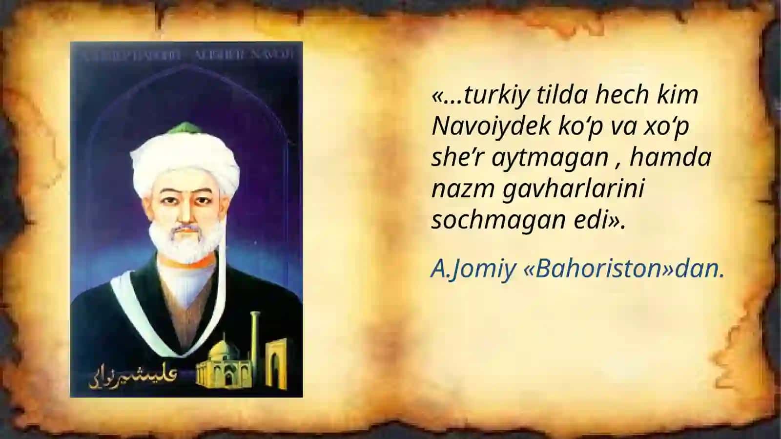 So’z mulkining sultoni Alisher Navoiy hayoti va ijodi, ruboiylarini o’qish 3