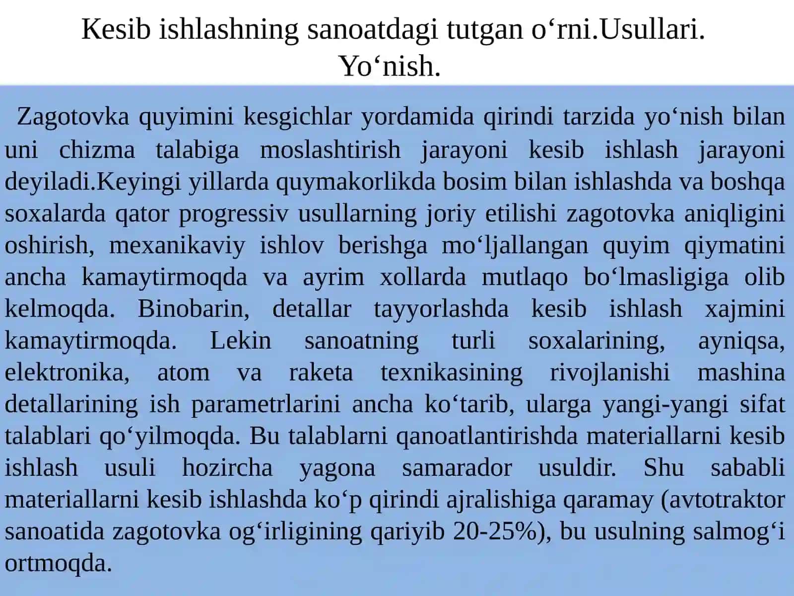 Metallarni qirqib ishlash asoslari 3