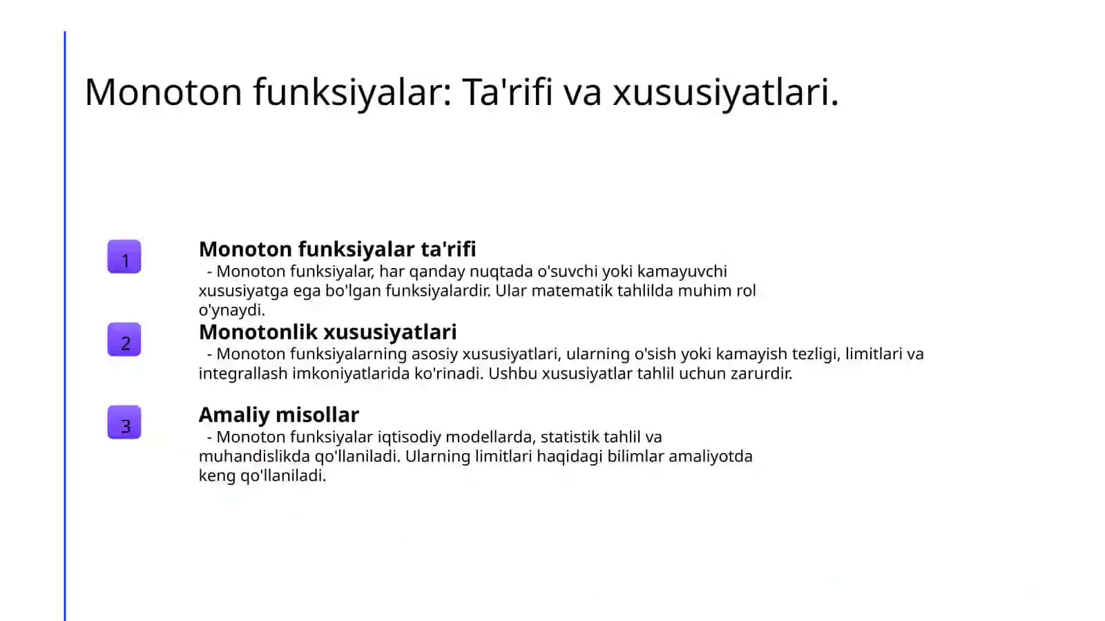 Natural argumentli monoton funksiyaning limiti. Umumiy holda monoton funksiya limiti 3