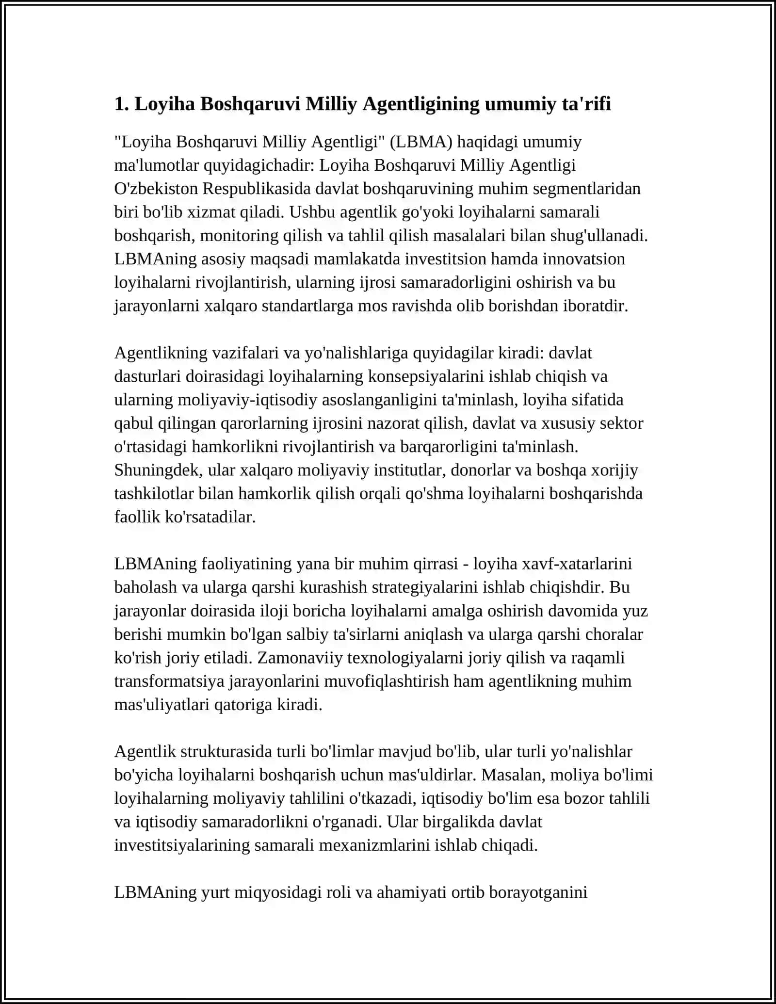 LOYIHA BOSHQARUVI MILLIY AGENTLIGI HAQIDA UMMUMIY MALUMOT 3