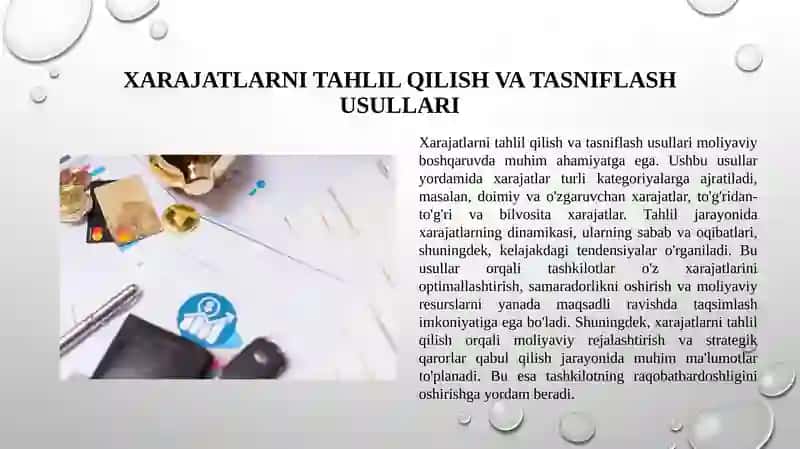 Xarajatlarni tahlil qilish va tasniflash usullari 3