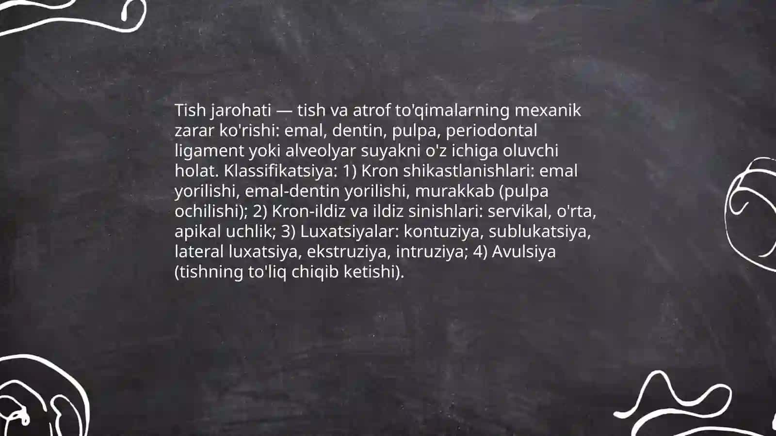 Tish jarohati.Klinikasi.Tashxislash.Stomatolog taktikasi 3