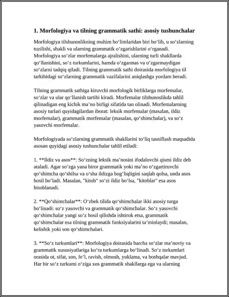 TILNING GRAMMATIK SATHI, MARFOLOGIYA 3